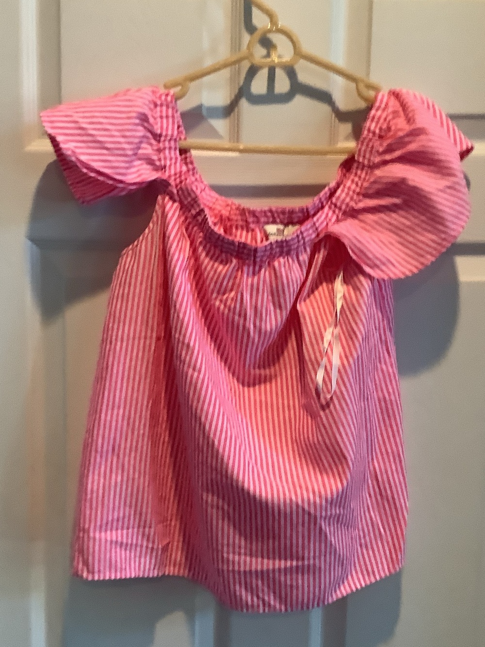 Vineyard Vines Pink Stripe Off-Shoulder Top